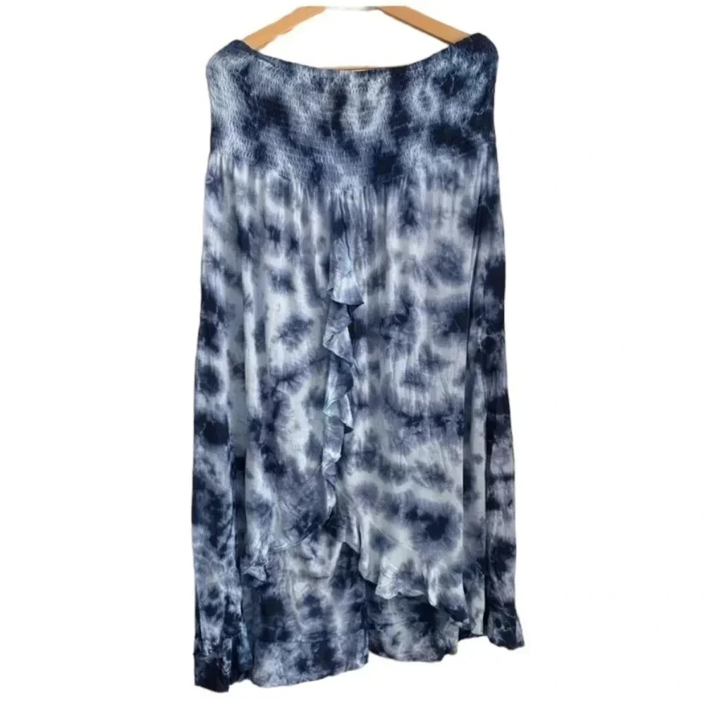 Raviya Strapless High-Low Dress Cover-Up  M Blue Tie Tye 0X